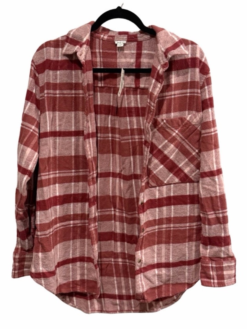 aerie Rose and Burgundy Plaid Button-Down Shirt